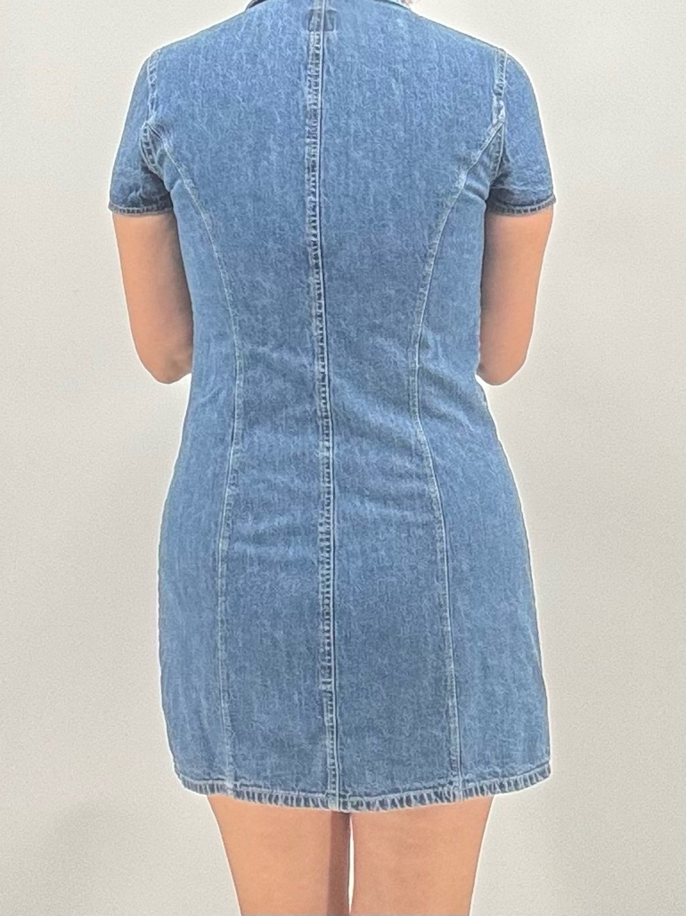 Gap Vintage Y2K Heritage Americana Classic Denim Snap Button Mini Shirt Dress - Picture 5 of 12